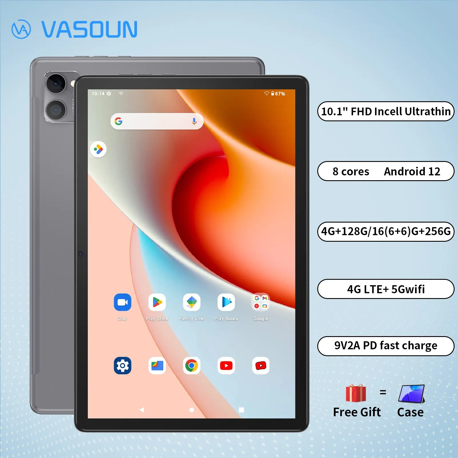 VASOUN Tablette 12 Pouces Android 13 OS Tableta Avec Étui - Temu