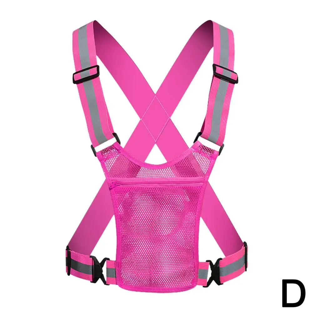 Cycling Reflective Vest Safety Running Vest Adjustable Warning Elastic Riding Supplies Equipment Cloth Outdoor Lights Q7O7