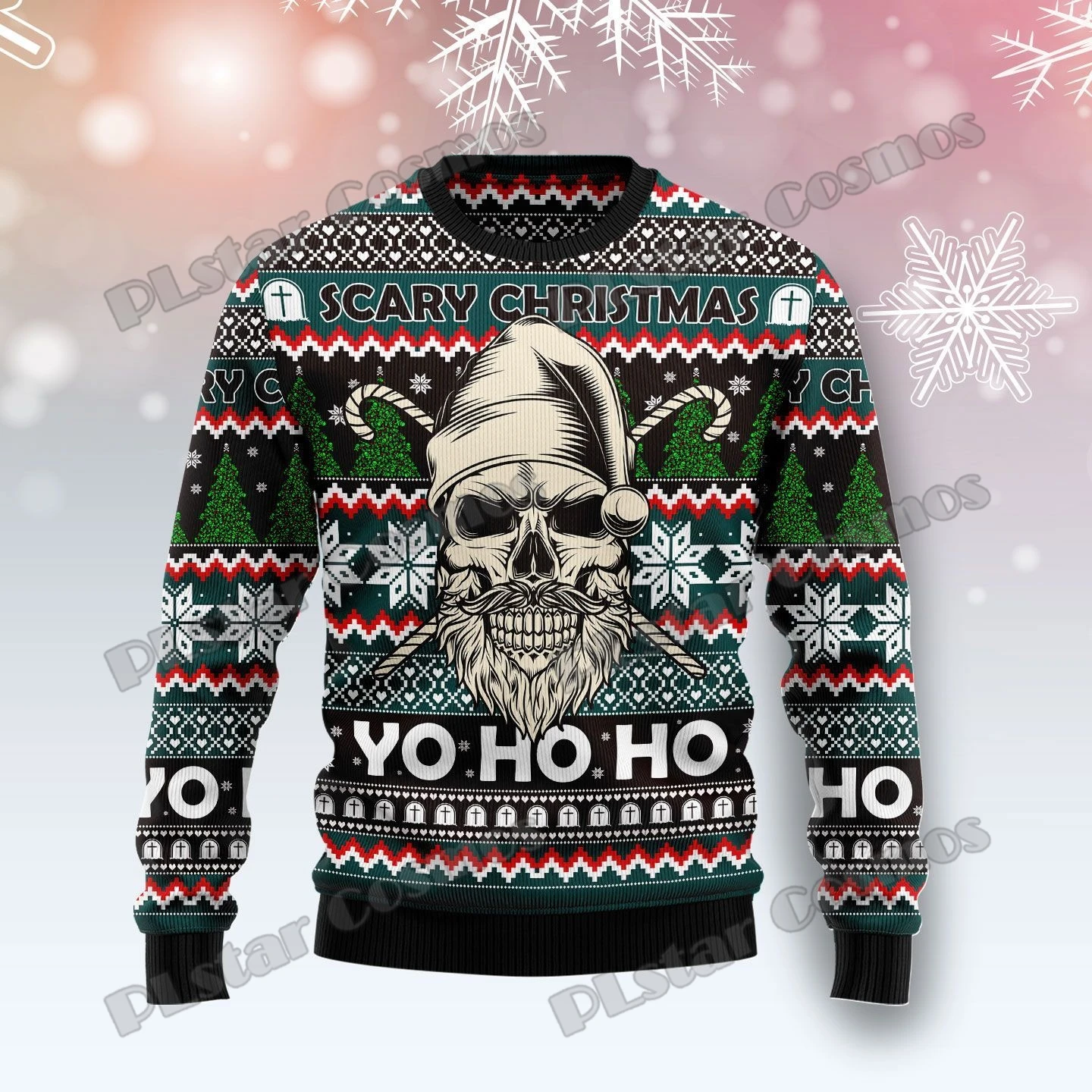 PLstar Cosmos Skull Scary Christmas 3D Printed Fashion Men's Ugly Christmas Sweater Winter Unisex Casual Knitwear Pullover MYY02