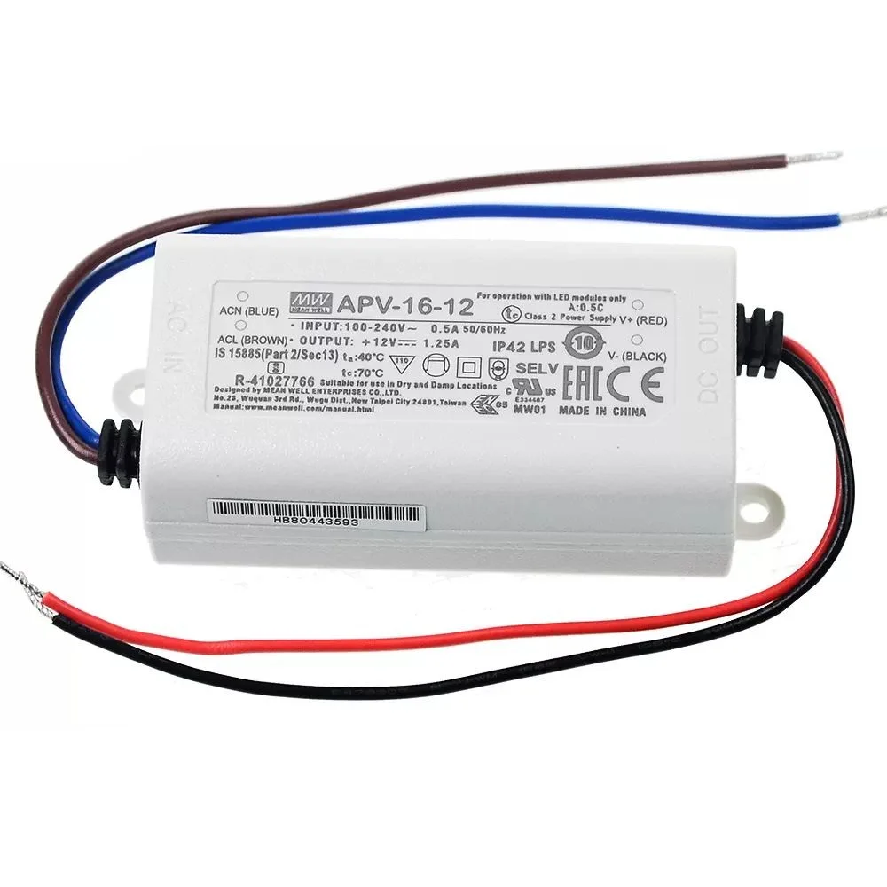 

MEAN WELL Small power supply APV-16-5V 12V 15V 24V constant voltage LED decorative advertising lighting equipment power supply 1