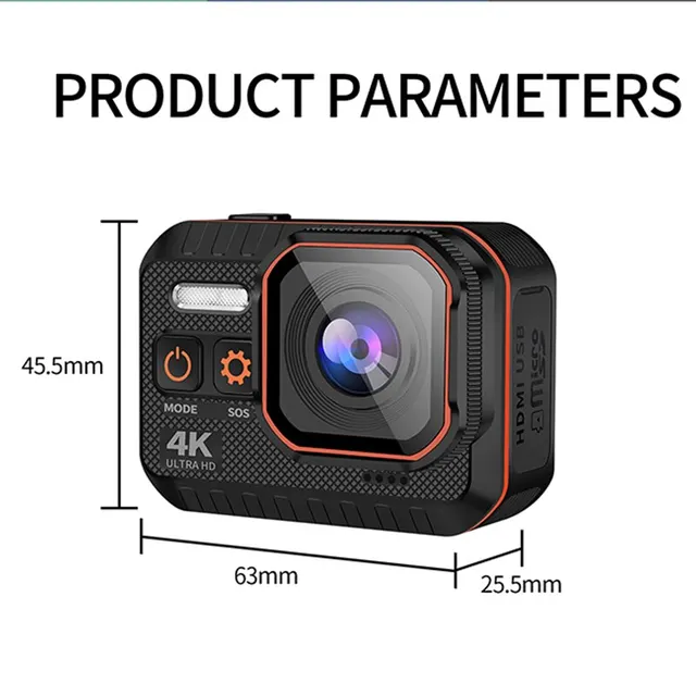 CERASTES Action Camera 4K60FPS With Remote Control Screen Waterproof Sport Camera Drive Recorder Sports Camera Helmet Action Cam 5