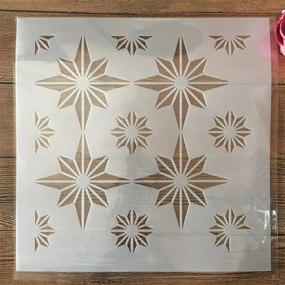 30*30cm Geometrische Sterne Fliesen DIY Schichtung Schablonen Wand Malerei Sammelalbum Färbung Präge Album Dekorative Vorlage
