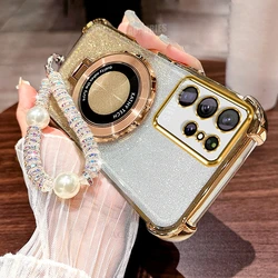 Elegant Ring Holder Silicone Case with Lanyard Chain - Shockproof Stand Cover - Galaxy S20 FE (CXLKZ Gold)