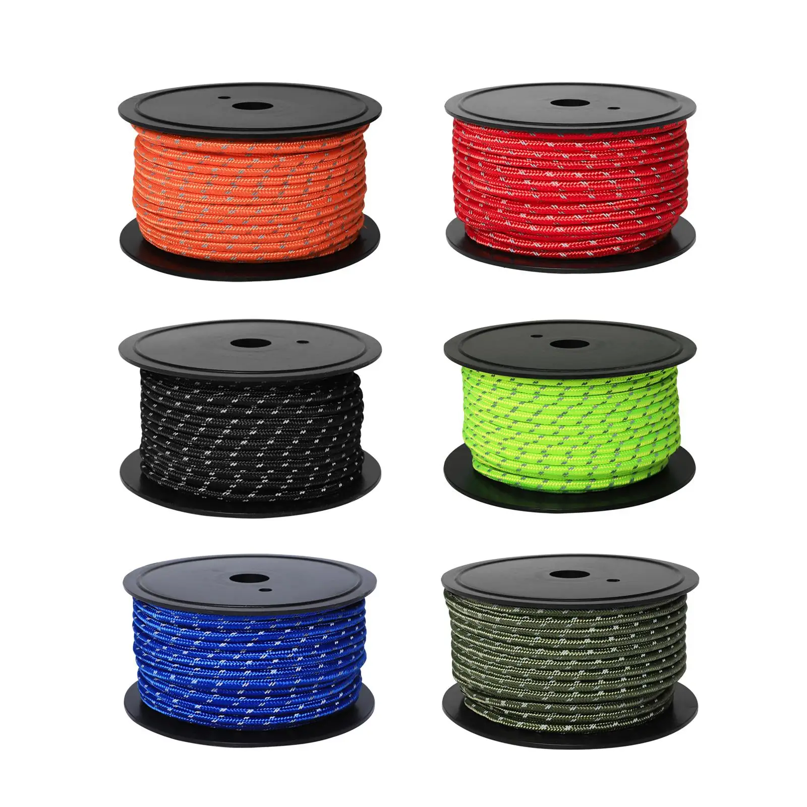 30M 6mm Reflective Tent Rope Guylines for Outdoor Travel Canopy Guy Line