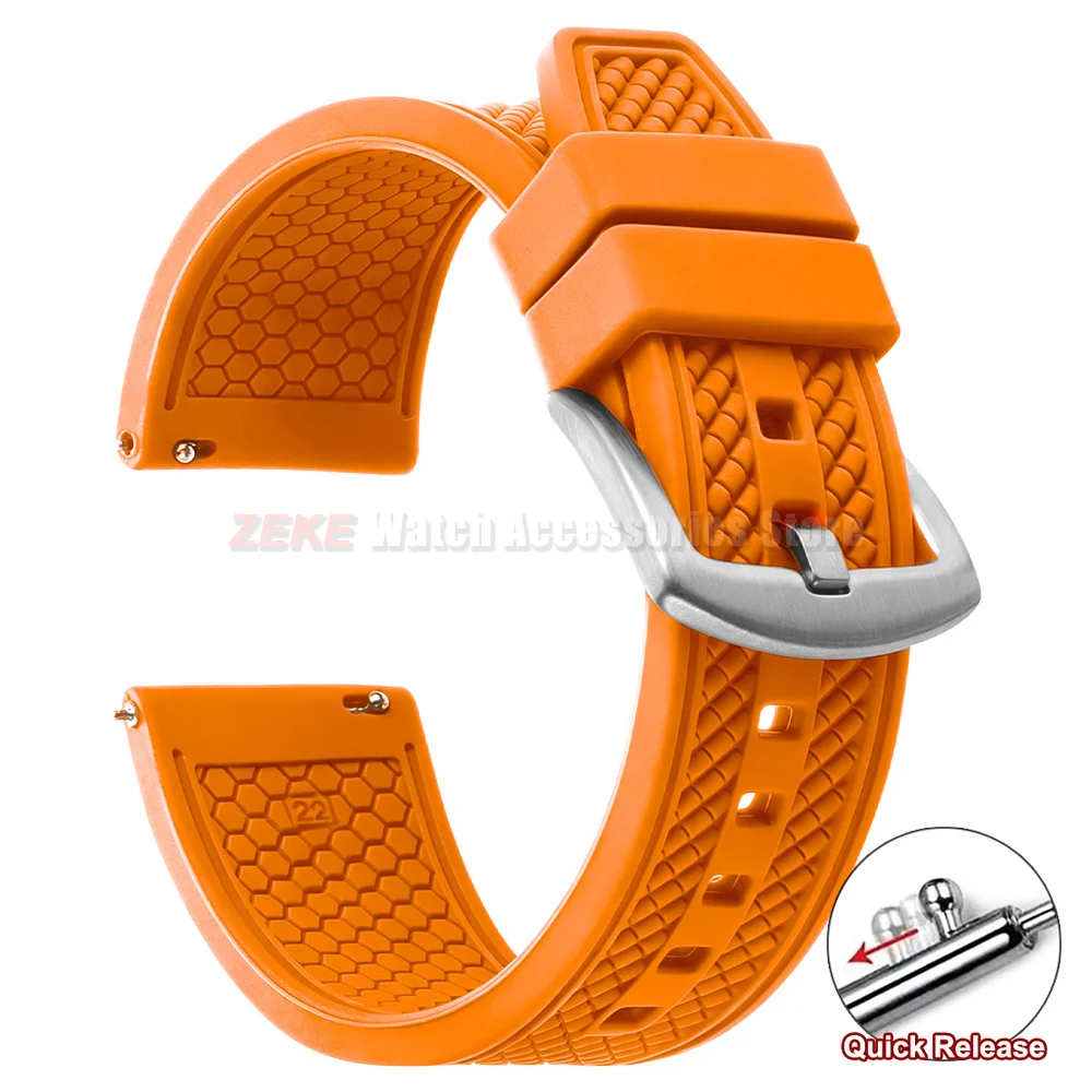 Universal Sports Silicone Watchband - 20mm/22mm Waterproof Rubber Strap