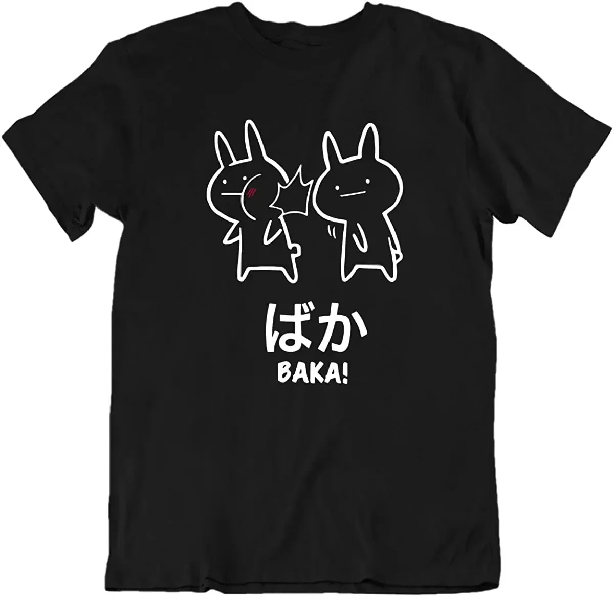 

Men Women Funny Graphic Tee Japanese Anime T Shirt Baka Rabbits Men Clothing Anime Clothes Four Seasons Tees