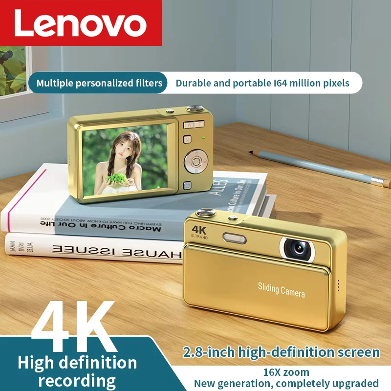 Câmara digital lenovo m15 64mp 4k com ecrã e flash para viagem_voghion.com