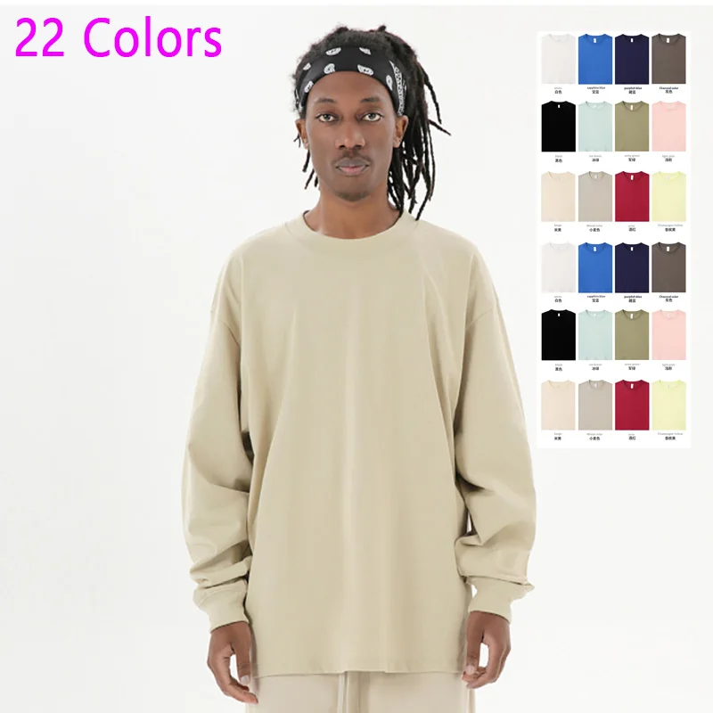 

Мягкая Осенняя футболка из 100% хлопка с длинным рукавом для мужчин и женщин, 22 цвета, простая футболка с круглым вырезом, белые топы, одежда для мужчин оверсайз