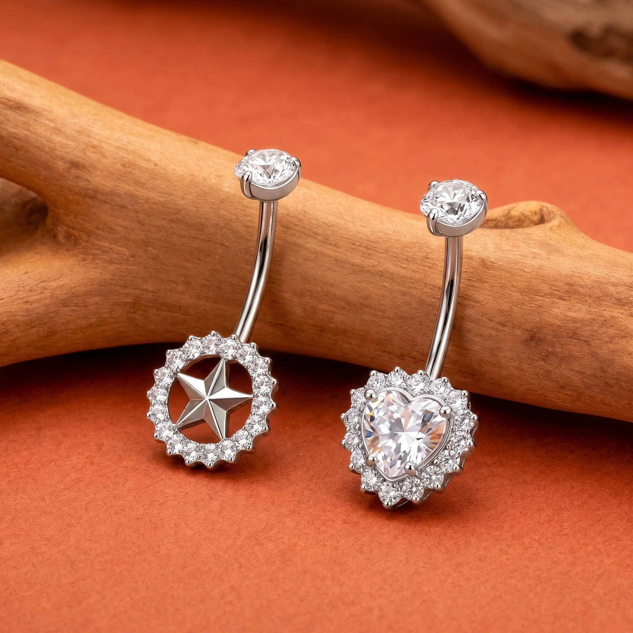 ZOOR ASTM F136 Titanium Summer Sexy Belly Button Ring Piercing 14G Star Heart Female Thread Jewelry Body Belly Piercing 2