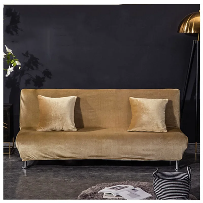 Foldable Sofa Bed Cover Armless Sofa Cover for Living Room Elastic All-inclusive Couch Sofa Slipcover Furniture Cover 6