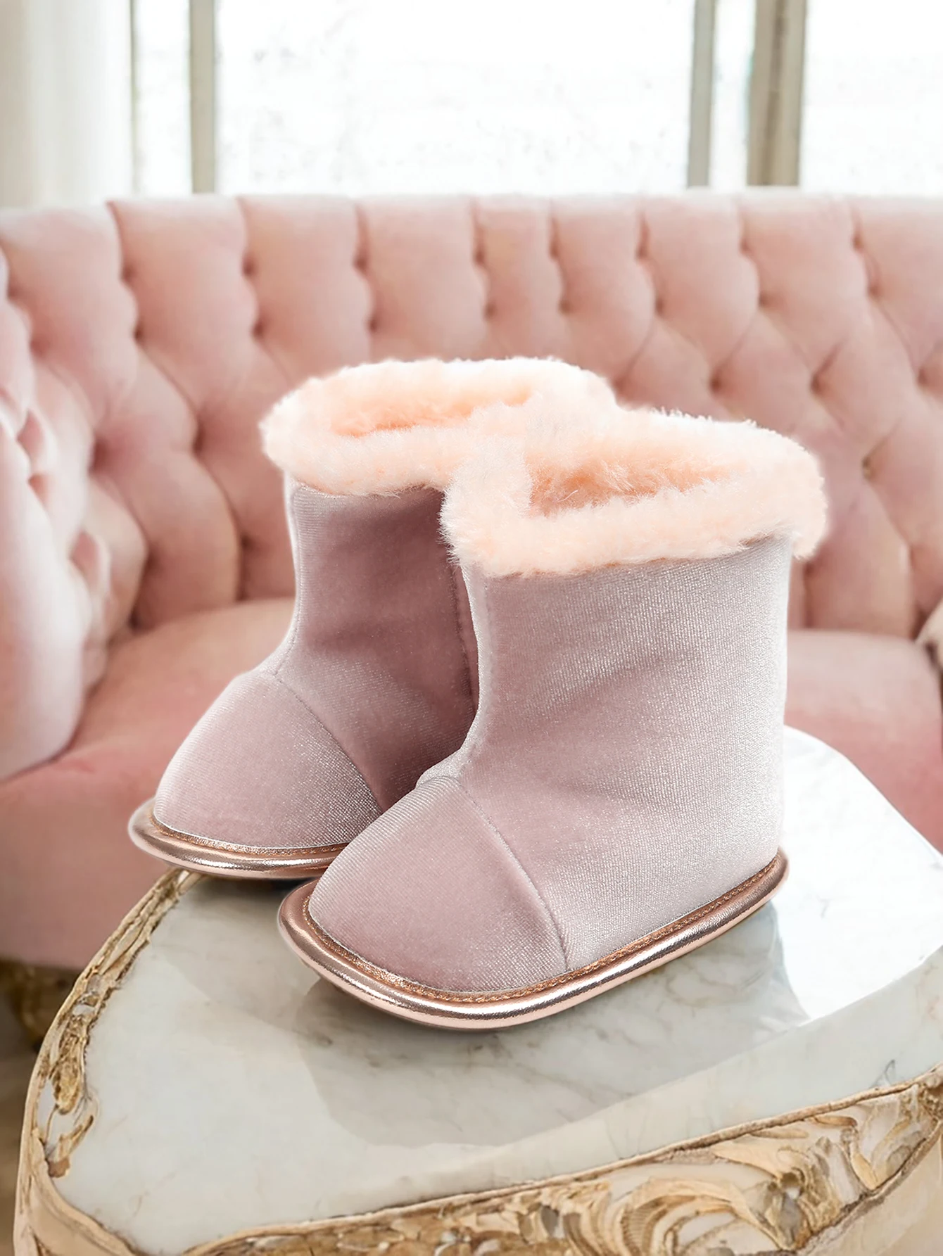 Baby Booties Newborn Boys Girls Fleece Boots Non Slip Grippers Stay On Slipper Socks Infant First Walker Winter Warm Crib Shoes