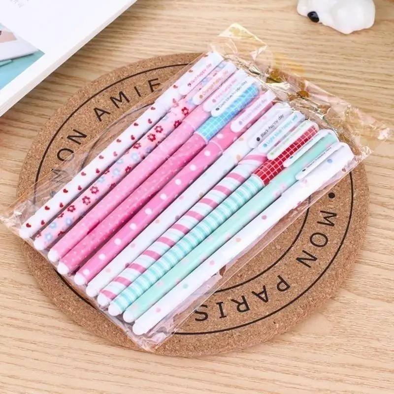 10 Stück/Set Bunte 0,38 mm Gel-Stift Blume Tier Sternenstern Süße Flora Farbige Gel-Stift niedliche Stifte für Schule Stationär – Detail 3