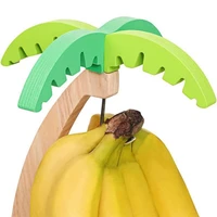 Wooden Banana Rack Hanging Kitchen Rack Simulated Leaf Decorative Fruit Vertical Storage Rack with Hook Kitchen Decoration 3