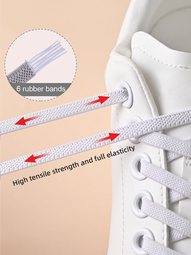 Keine Krawatte Schnürsenkel Elastische Außen Freizeit Turnschuhe Schnell Sicherheit Flache Schnürsenkel Kinder Und Erwachsene Unisex Faul schnürsenkel – Detail 4