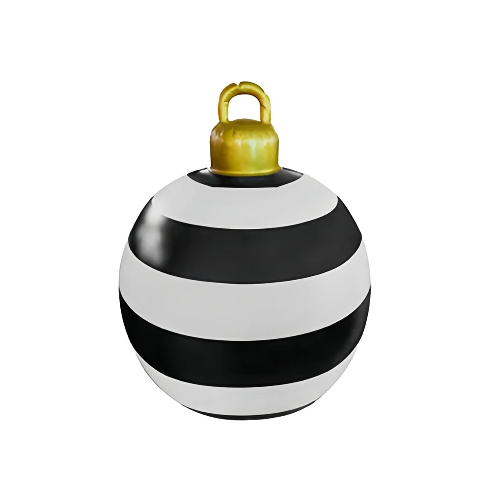thumbnail image 1 of Bola inflable navideña decorada de 24 pulgadas para exteriores, de PVC, gigante, grande, para decoración navideña, juguete con orificio para colgar, 1 of 5