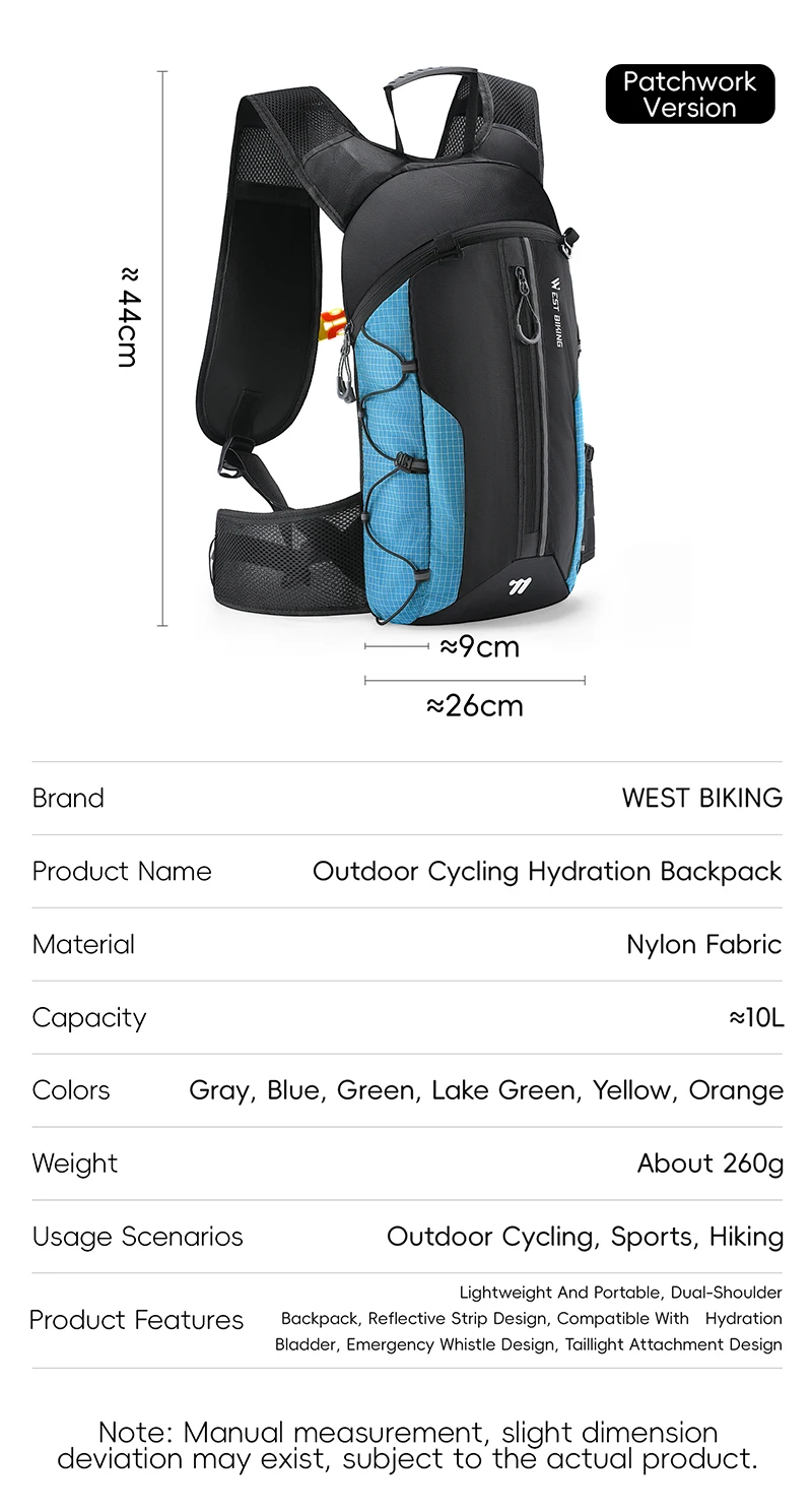 WEST BIKING Outdoor-Trinkrucksack 10L Leichter Atmungsaktiver Wasserdichter Outdoor-Sportrucksack Hochsichtbare Reflektierende Tasche – Detail 3