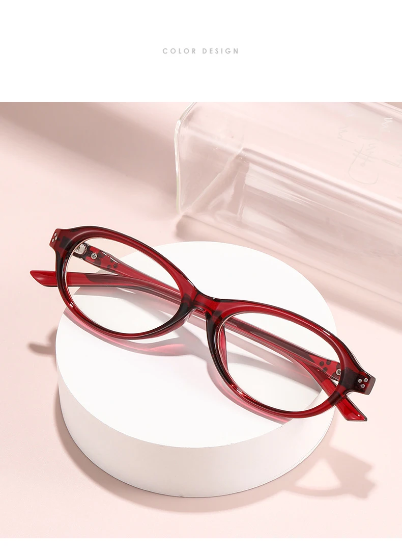 Myopie-Brille, elliptischer Rahmen, lichtempfindlicher Farbwechsel, kleiner Rahmen ohne Make-up, Anti-Blaulicht-Modebrille 6085 – Detail 10