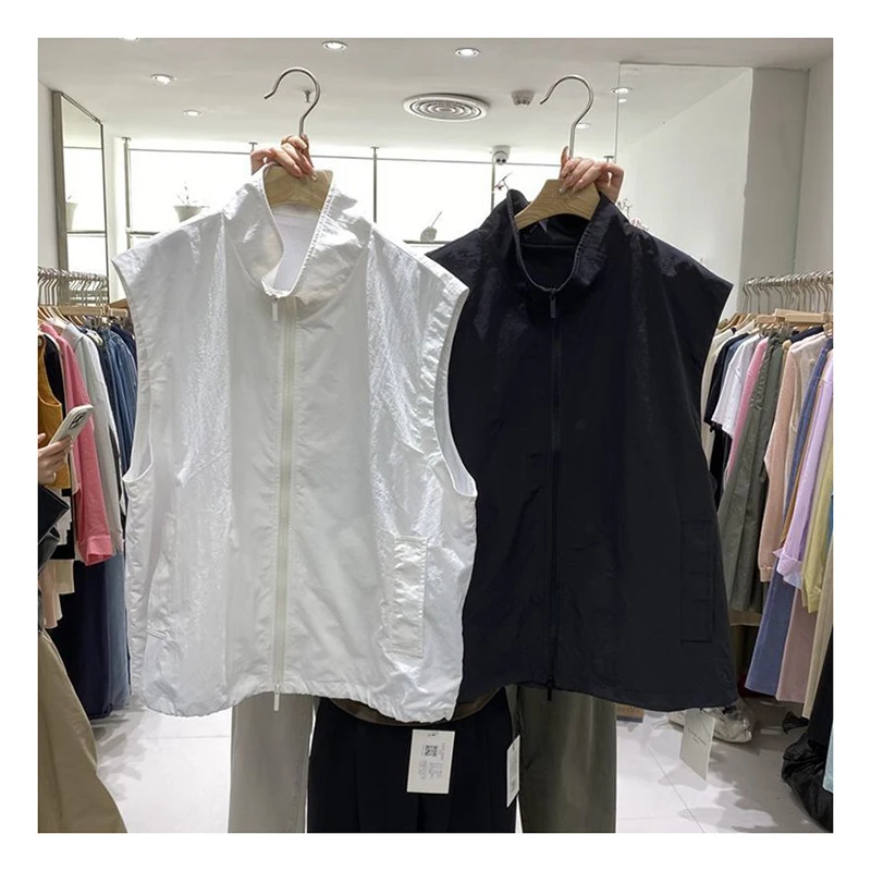 Spring/Summer New Loose Casual Style Boyfriend Feng Shui Wash Woven Hooded Vest  women vest  waistcoat women