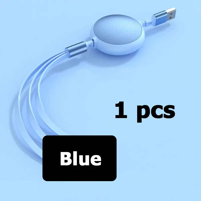 Universal Retractable 3-in-1 100W Super Fast Charging Cable - 1.2M Length