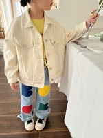 2024 Spring New Children Loose Jeans Baby Girl Color Printing Casual Pants Toddler Boy Harem Pants Kids Versatile Denim Trousers 5