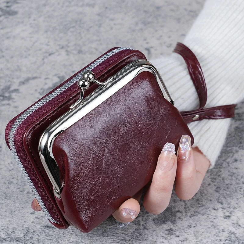 Women's Wallets Vintage Style Coin Purses Large Capacity Card Holder Wrist Strap Short Small Change Storage Bag Women Wallet