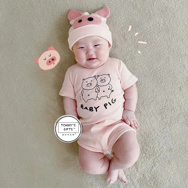 2023 coreano infantil do bebê meninos menina bodysuit roupas kawaii porco  engraçado modelo de manga curta geral macacão bebê recém-nascido macacões -  AliExpress