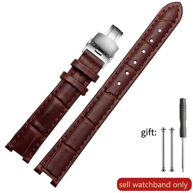 thumbnail image 1 of Correa de reloj de cuero genuino con patrón de bambú y burbujas para mujer Folli Follie, correa de reloj de cuero cóncavo para mujer de 16 mm, 1 of 5