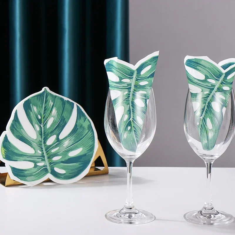 20pcs/pac 2-Ply Shaped Turtle Back Leaf Printing Paper Napkins Cut Edge Color Napkins Paper Placemat Party Decoupage paper napkins disposable paper placemats