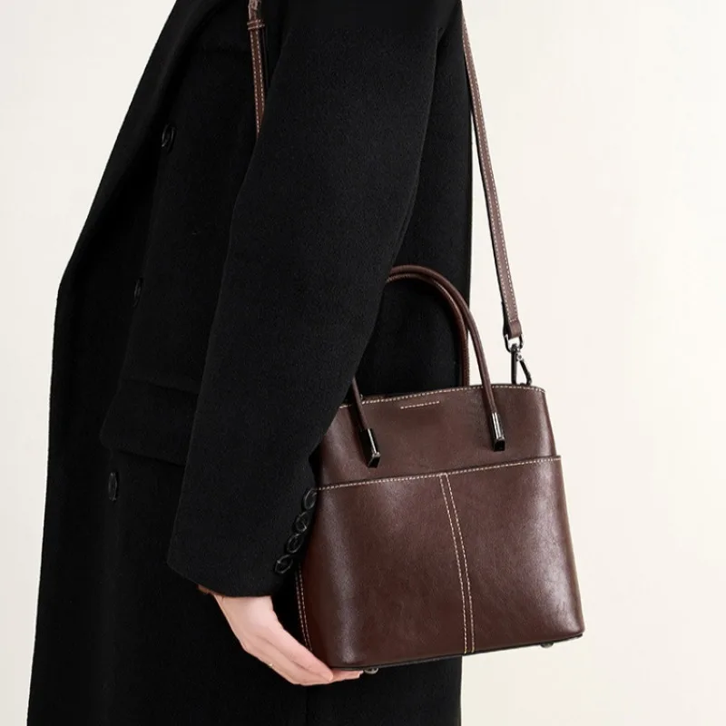 حقيبة دلو ذات سعة كبيرة للسيدات ، حقيبة جلد البقر...