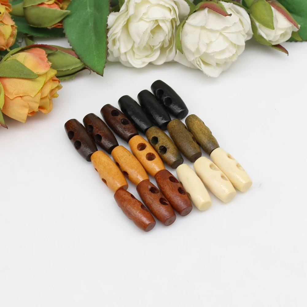 50pcs Long 20MM 2-Holes Garment Wooden Button DIY Lovely Cartoon Clothes Accessories 5