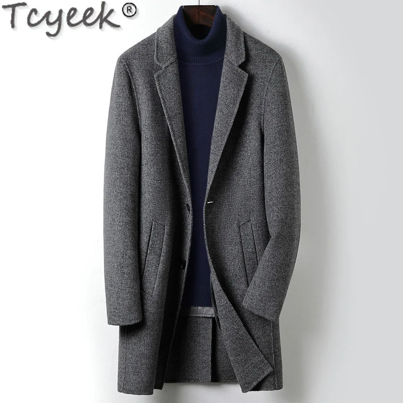 

Woolen Double-sided Trench Coats Male Winter 100% Wool Coat Mid-length Detachable Mulberry Silk Liner Jacket Men Clothing