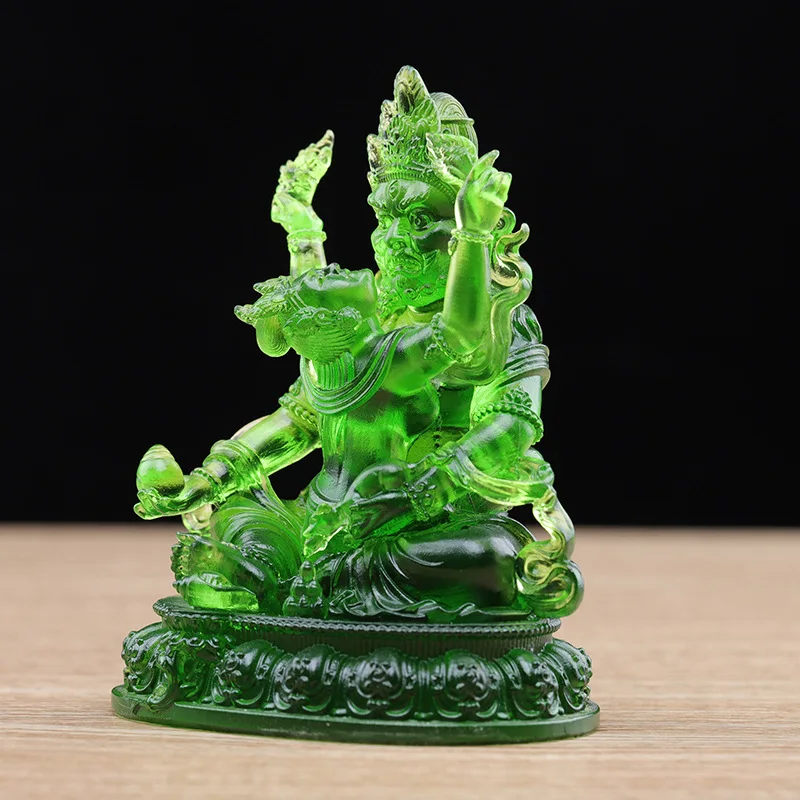 coloured glaze  Wulu Wealth God Buddha Ornament, Black, Yellow, Red, White, Green, Tantric Buddha