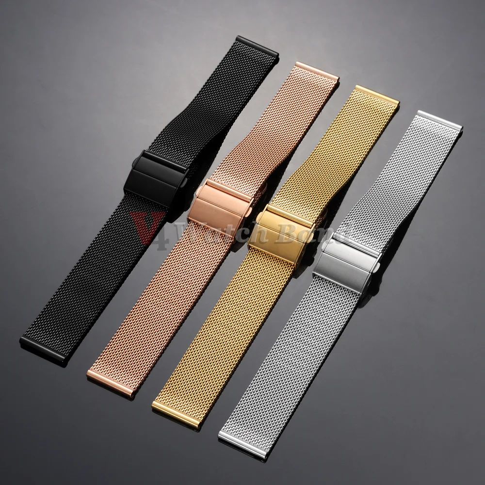 Elegant Milanese Mesh Loop Stainless Steel Watch Strap with Quick Release