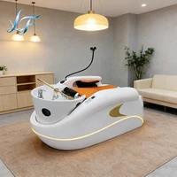 Lit de lavage de cheveux entièrement automatique pour salon de coiffure, mobilier commercial haut de gamme, design luxueux pour barbier, qualité supérieure, ergonomique 5