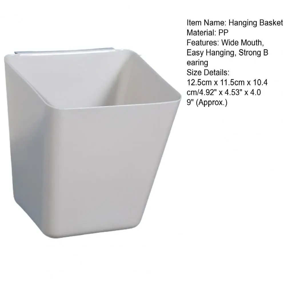 12cm Hanging Basket Hook Design Large Capacity Moisture-proof Wide Mouth Storage Plastic Space Saving Storage Bucket For Bedroom