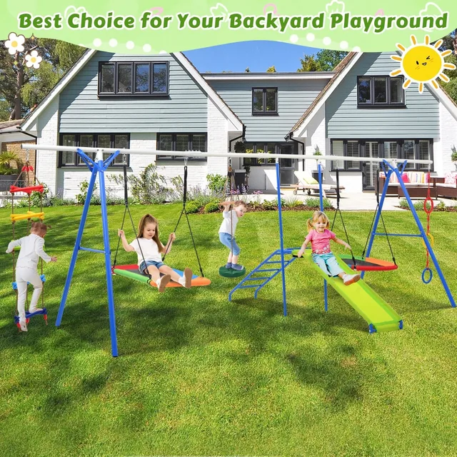 6-in-1 Metal Swing Playset 4
