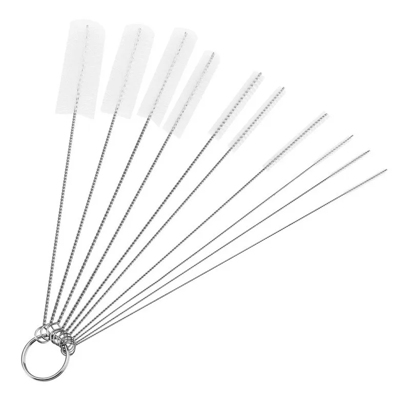 Flaschenreinigungsbürste, 10-teiliges Set, Edelstahl, weiche Haarbürste, Pipette, Strohhalme, Bürste, Mehrzweck-Haushaltsreinigungswerkzeuge