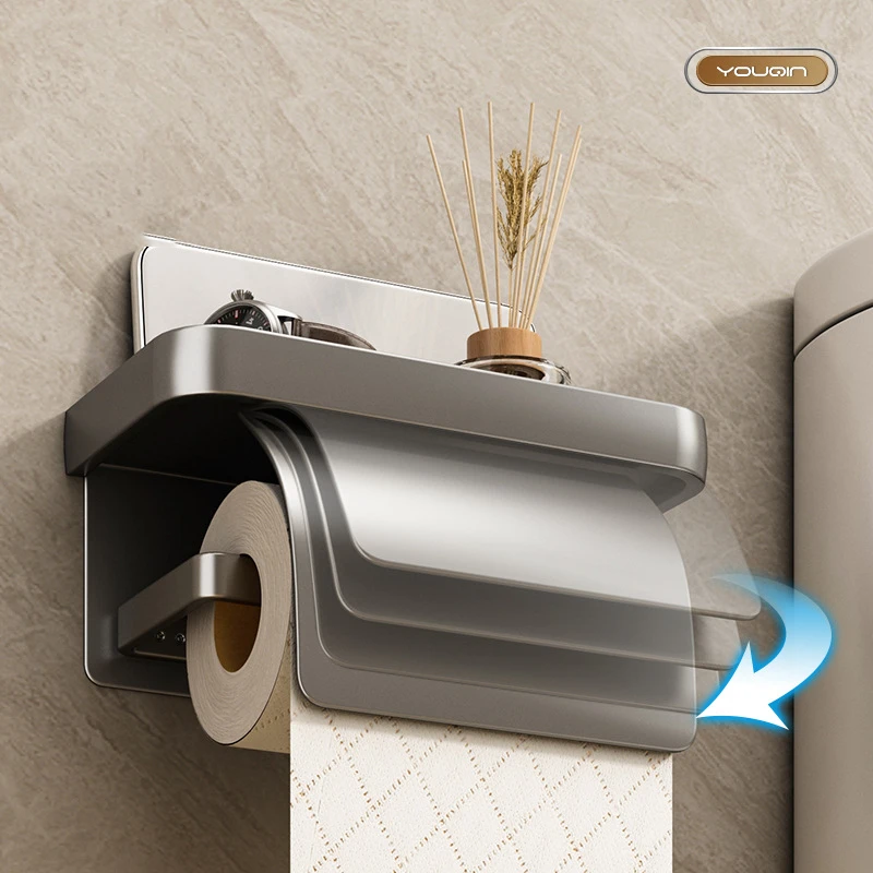 Wall Mounted Toilet Paper Holder Rustproof Thickened Storage Rack For Bathroom Kitchen Toilet Paper Roll Holder Tissue Boxes toilet paper holder
