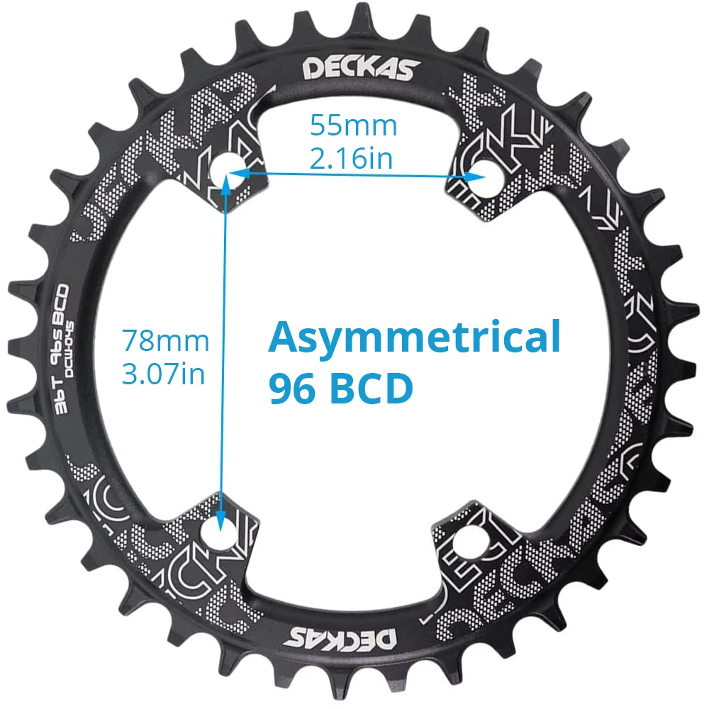 DECKAS Coroa BCD 96 Asymmetrical 36T 34T Narrow Wide 96BCD Bike Chainring 36 34 Teeth Bicycle Chain Ring for Shimano M9000 M5100 bike chainring