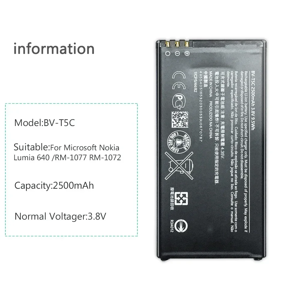 Batteria adatta per Nokia BV-T5C Batteria Nokia Lumia 640, Microsoft