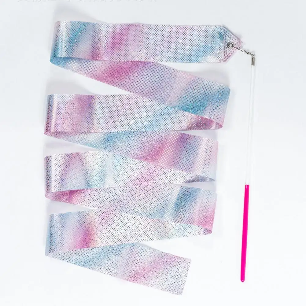 Gymnastics Ribbon 2Pcs Gymnastic Ribbons Sparkling Extra Soft Smooth Flexible Comfortable Grip for Dance Training Satin Kids Rhythmic