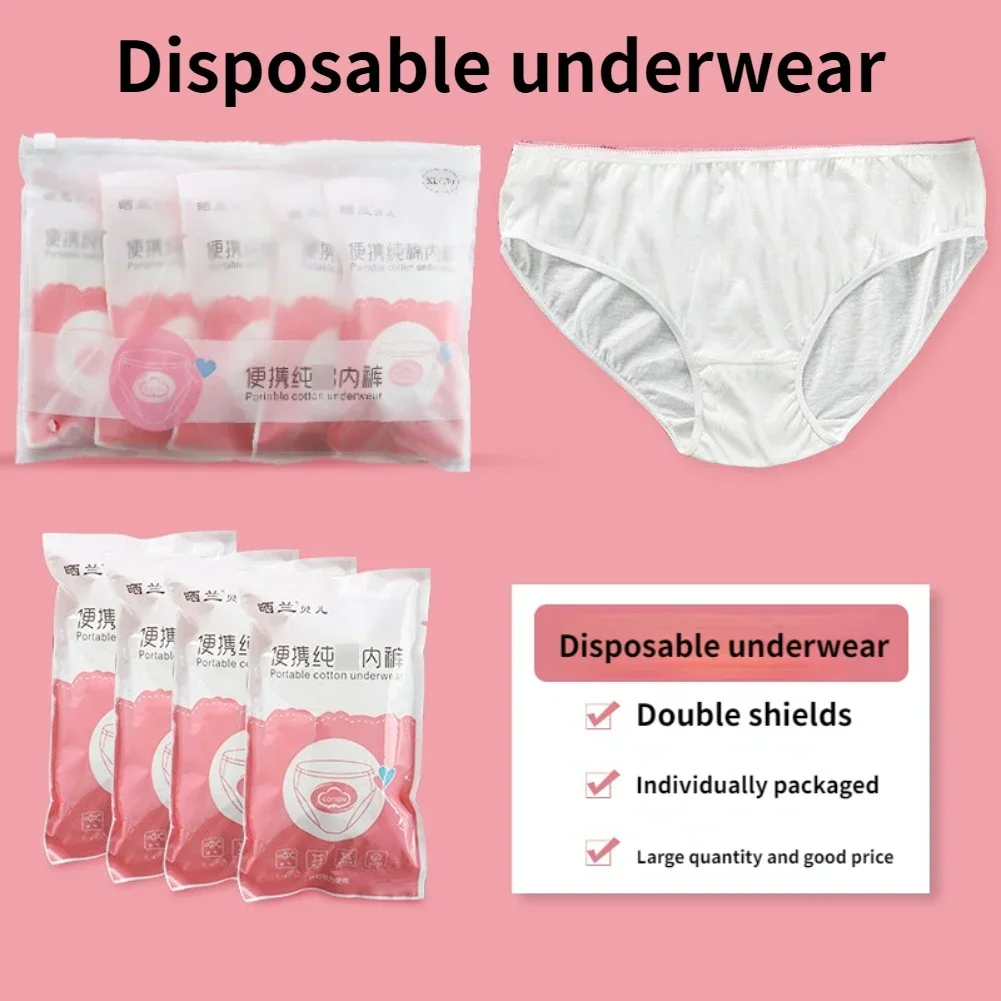 5x Women Disposable Underwear Panties White Comfortable for Business Trip  Girls