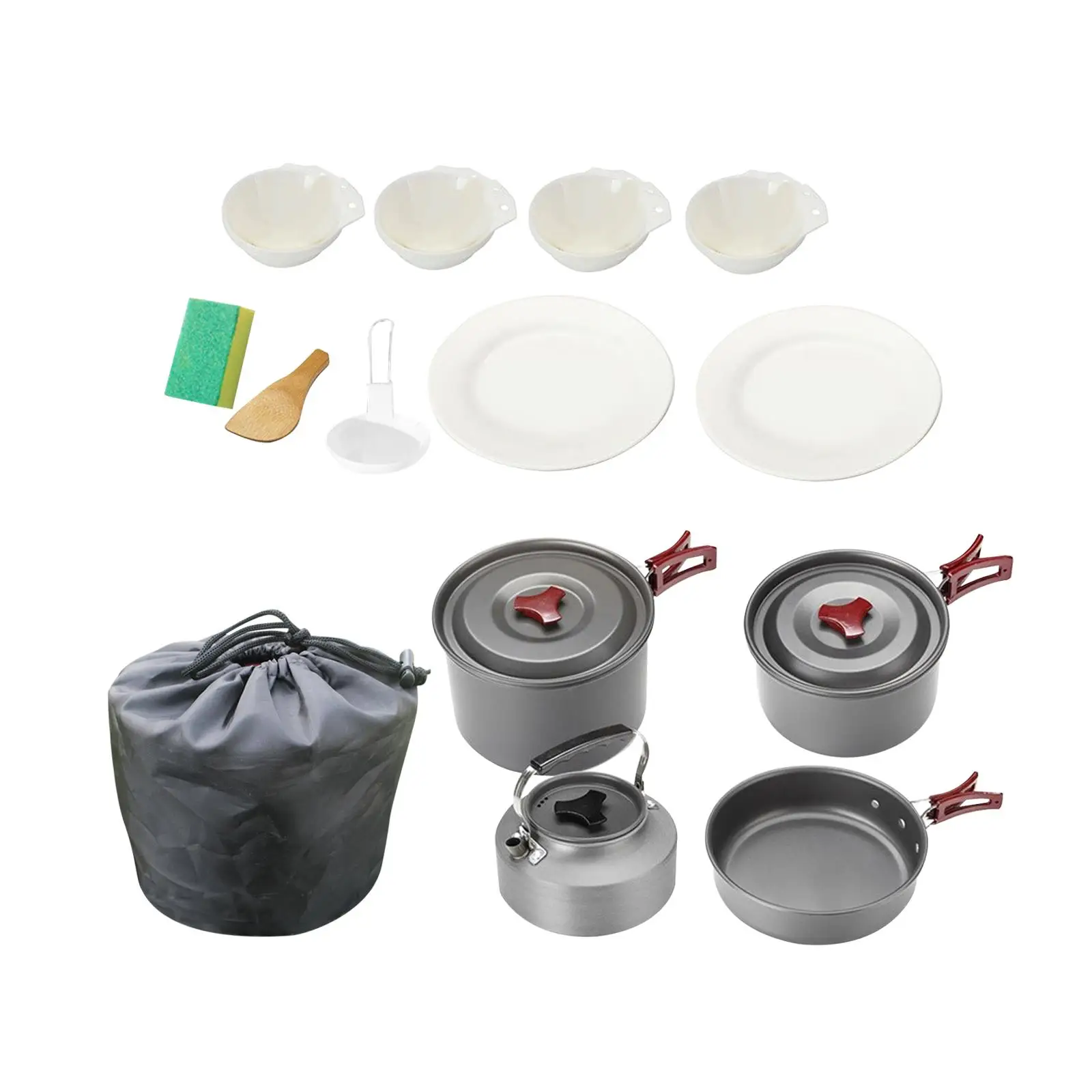 Camping Cookware Mess Kit for Campfire Cooking Pot for Travel BBQ Camping