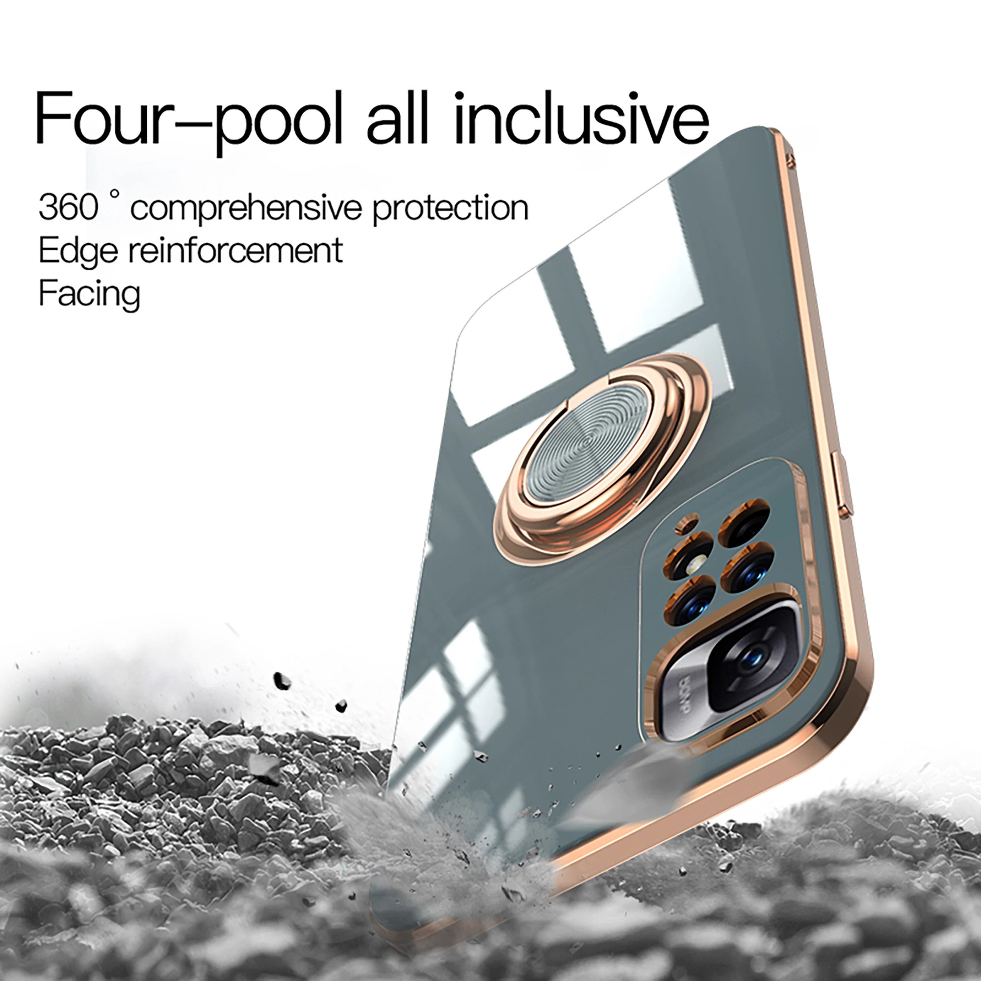 samsung flip3 case Lens Protection Tricolor Electroplated Silicone Ring Holder Lightweight Case For Xiaomi 12 11 10 10T Ultra Lite Pro  Phone Cover case for galaxy z flip3