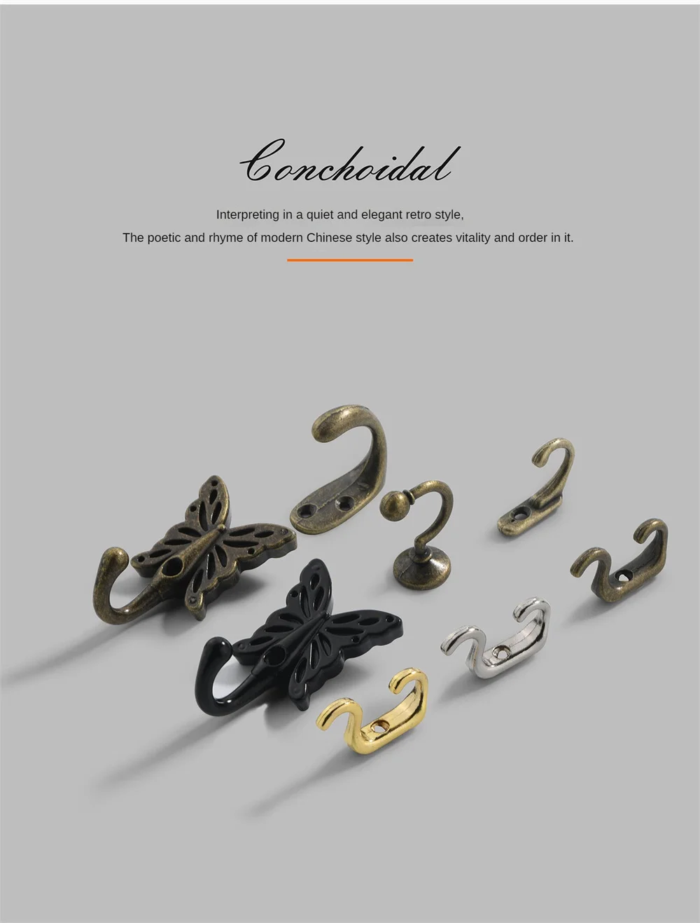 Description Picture 6 of itemCoat Clothes Bag Hat Hanging Hangers Home Storage Hook Organize Retro Single Prong Hook Wall Mounted Screws Hanger Key