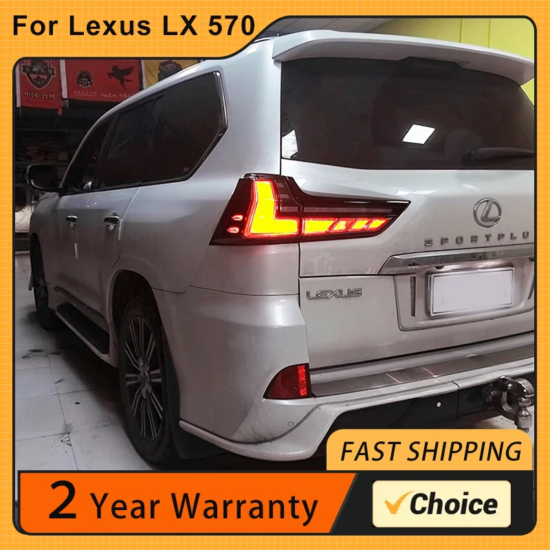 2016 2019 렉서스 LX570 용 테일 라이트 어셈블리 수정, 러닝 말, 러닝 워터 스티어링 LED 리어 테일 라이트