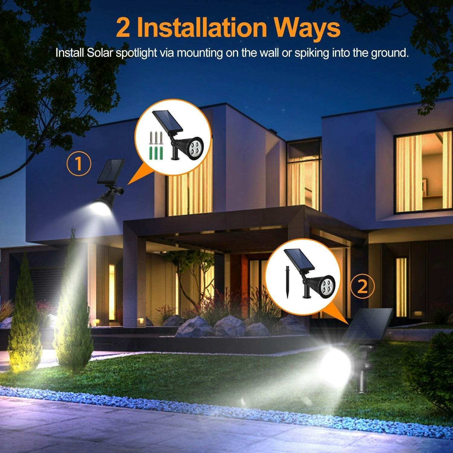 Enhanced Weather-Resistant Design Spotlights for Improved Visibility and Safety-Set of 2 Energy-Efficient Reliable Durable LED