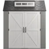 Resin Outdoor Storage Shed With Floor (7 x 7 Ft), Weather Resistant, Gray, Organization for Home/Backyard/Garden Tools 1