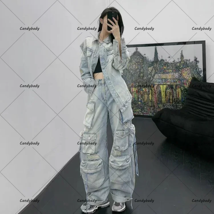 WEITING Pantaloni Cargo Y2K Nero - Jeans A Gamba Larga Con Multitasche, Unisex, Vintage Streetwear, Moda Hip-Hop, Per Uomo E Donna