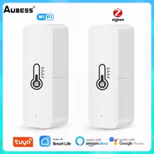 

Aubess Tuya Smart Home Wifi/ZigBee Temperature And Humidity Sensor, Smart Life APP Real-time Monitor Work With Alexa Google Home